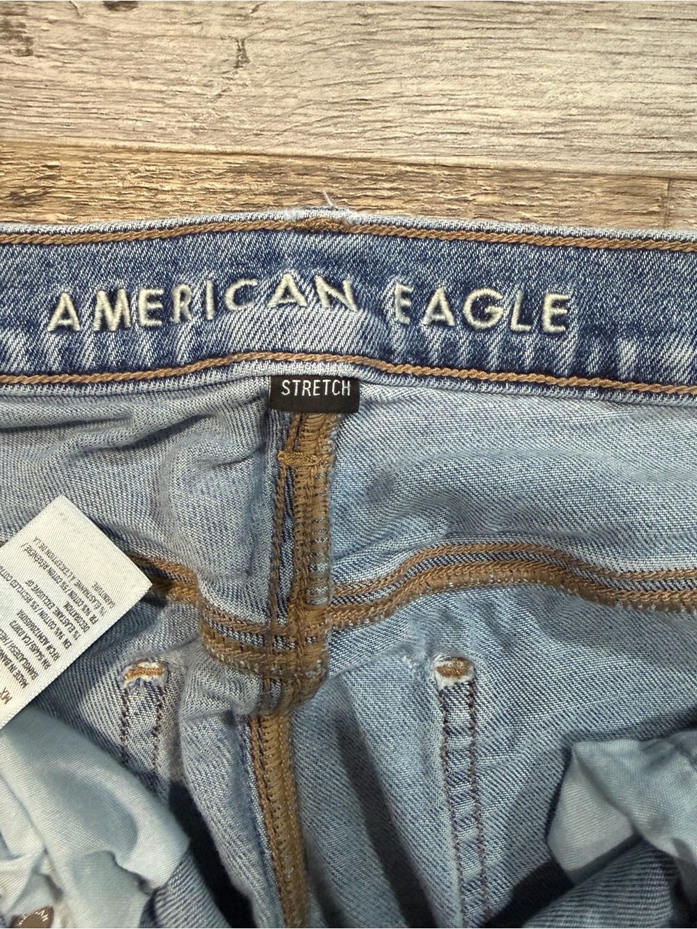 Y2k American Eagle Vintage Stretch 90’s Straight Jeans Blue Distressed - Picture 2 of 5